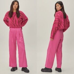 Nasty Gal Elegant High-Waist Pink Wide-Leg Women's Pants